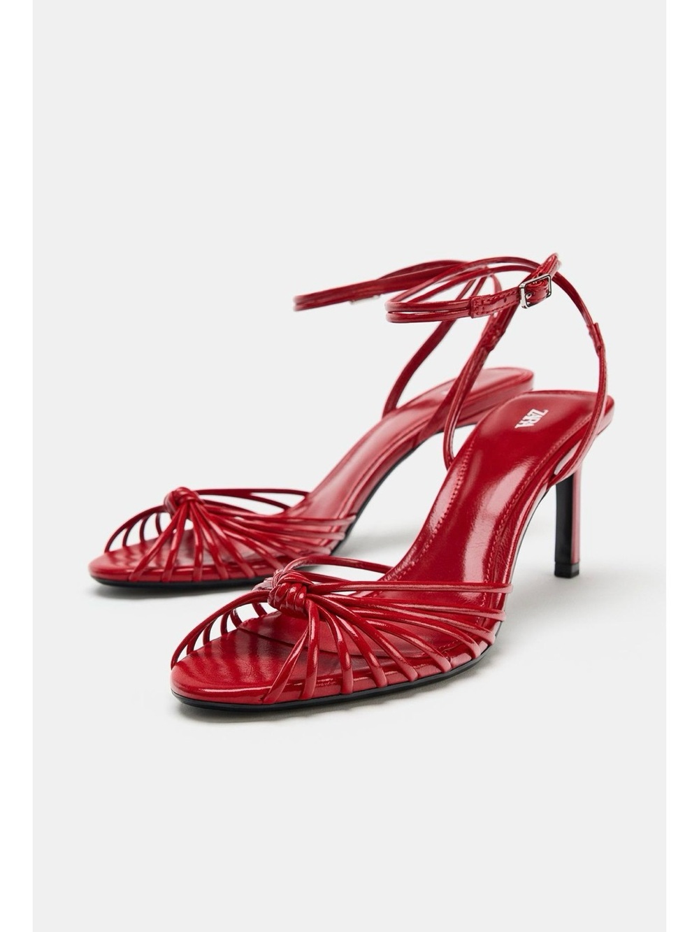 Zara Red Strappy Knotted Stiletto Sandals - Picture 3 of 5